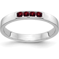 14K White Gold 4-Stone Garnet Band Ring - 0.176 Carat Total Garnet Weight by 0