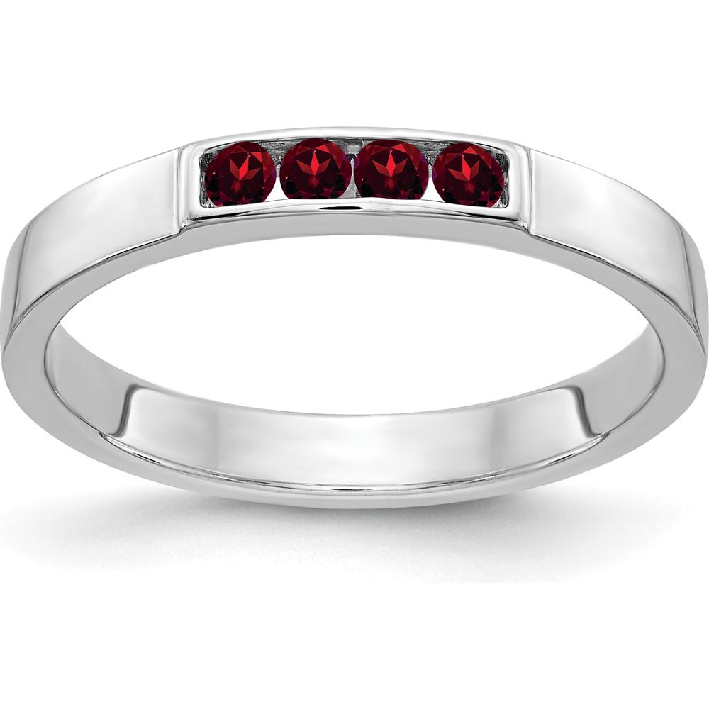 14K White Gold 4-Stone Garnet Band Ring - 0.176 Carat Total Garnet Weight by 0