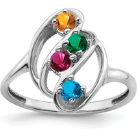 14K White Gold 4-Stone Mother's Ring Mounting with Polished Finish - Rhodium Plated by Monteluci Fine Jewelry