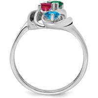 14K White Gold 4-Stone Mother's Ring Mounting with Polished Finish - Rhodium Plated by Monteluci Fine Jewelry