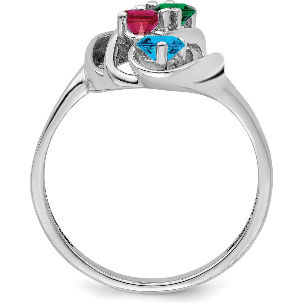 14K White Gold 4-Stone Mother's Ring Mounting with Polished Finish - Rhodium Plated by Monteluci Fine Jewelry