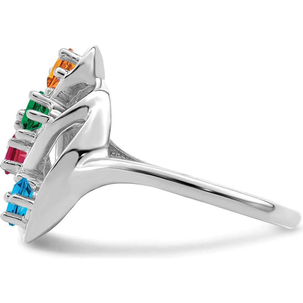 14K White Gold 4-Stone Mother's Ring Mounting with Polished Finish - Rhodium Plated by Monteluci Fine Jewelry