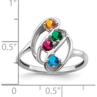 14K White Gold 4-Stone Mother's Ring Mounting with Polished Finish - Rhodium Plated by Monteluci Fine Jewelry