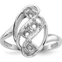 14K White Gold 4-Stone Mother's Ring Mounting with Polished Finish - Rhodium Plated by Monteluci Fine Jewelry