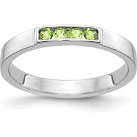 14K White Gold 4-Stone Natural Peridot Band with Polished Finish - 0.038 Carat Total Peridot Weight by 0