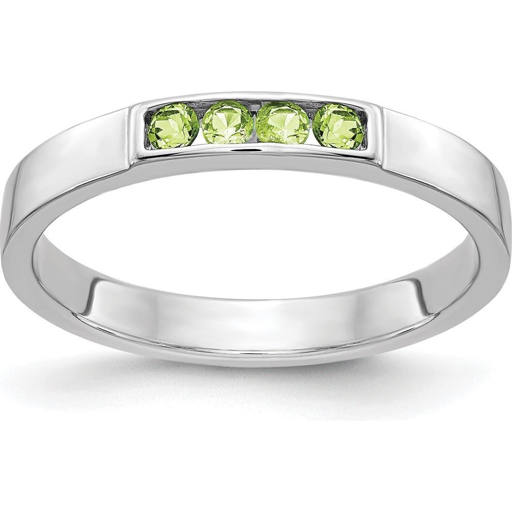 14K White Gold 4-Stone Natural Peridot Band with Polished Finish - 0.038 Carat Total Peridot Weight by 0