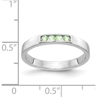 14K White Gold 4-Stone Natural Peridot Band with Polished Finish - 0.038 Carat Total Peridot Weight by 0