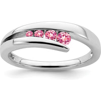 14K White Gold 4-Stone Pink Tourmaline Ring - 0.24 Carat Total Gem Weight by 0