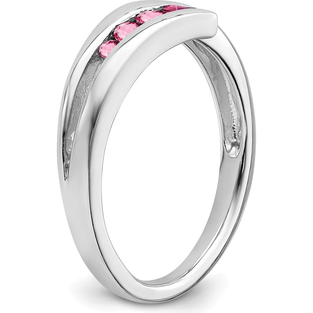 14K White Gold 4-Stone Pink Tourmaline Ring - 0.24 Carat Total Gem Weight by 0