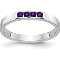 14K White Gold 4-Stone Round Amethyst Band Ring - 0.13 Carat Total Amethyst Weight by 0