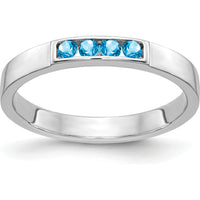 14K White Gold 4-Stone Swiss Blue Topaz Band Ring - 0.16 Carat Total Gemstone Weight by 0