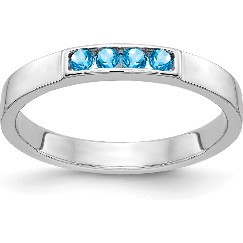 14K White Gold 4-Stone Swiss Blue Topaz Band Ring - 0.16 Carat Total Gemstone Weight by 0