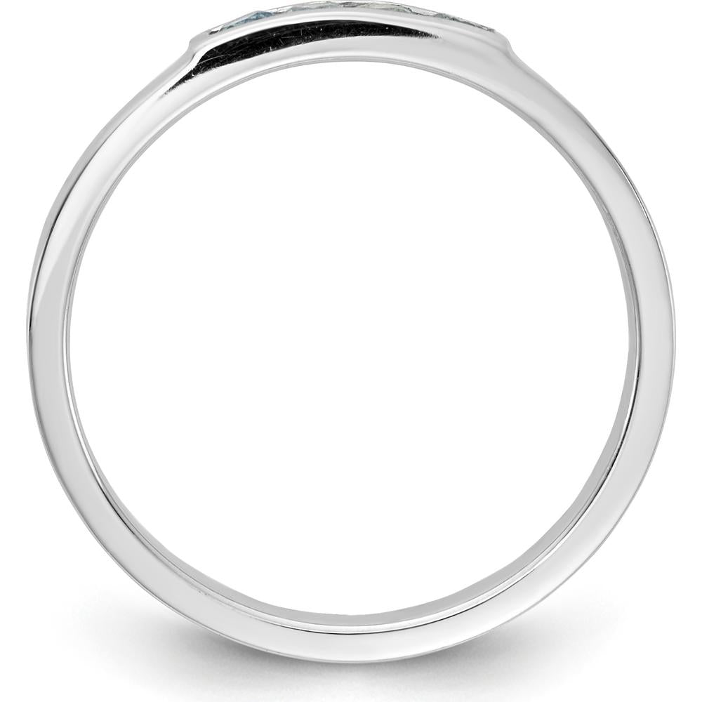 14K White Gold 4-Stone Swiss Blue Topaz Band Ring - 0.16 Carat Total Gemstone Weight by 0