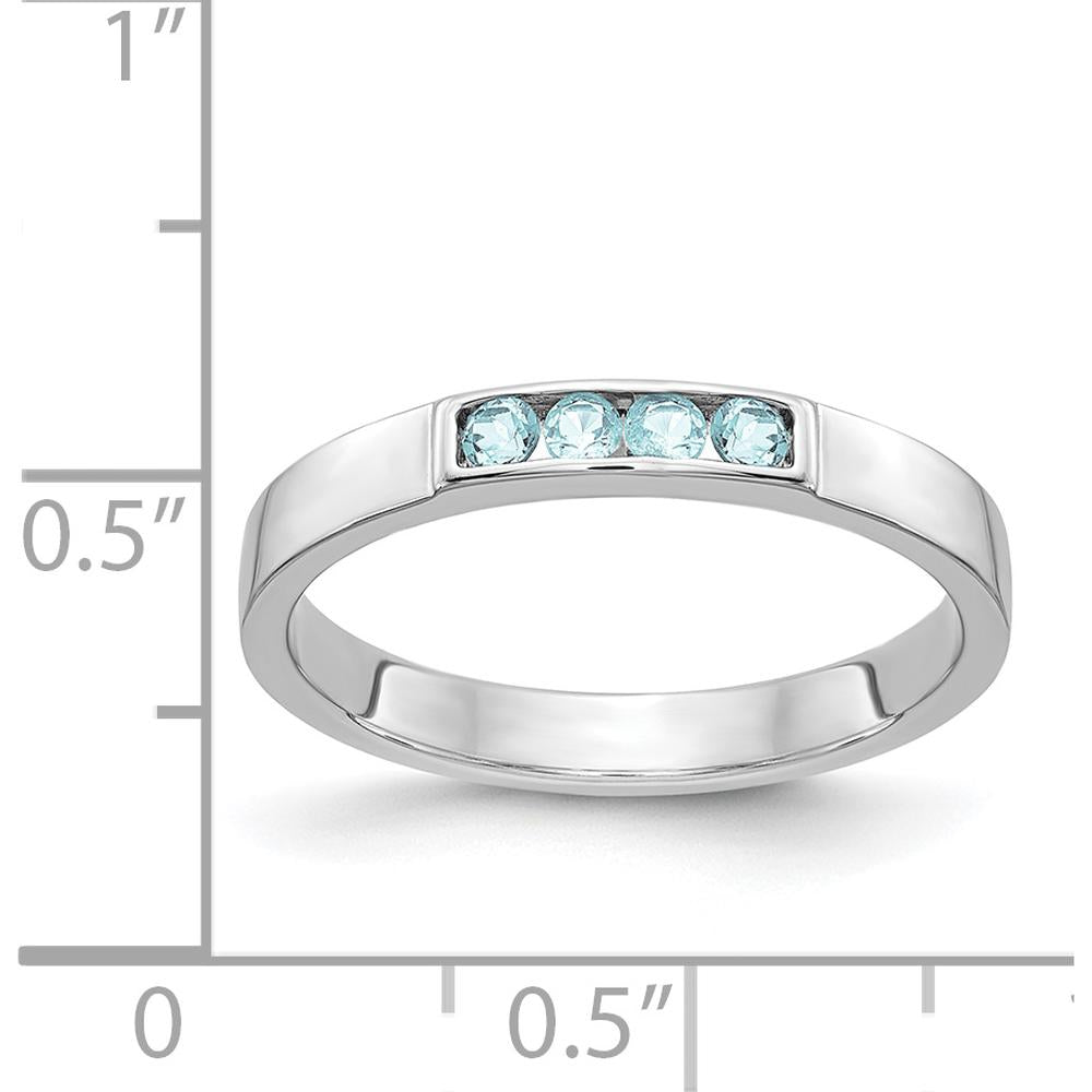14K White Gold 4-Stone Swiss Blue Topaz Band Ring - 0.16 Carat Total Gemstone Weight by 0