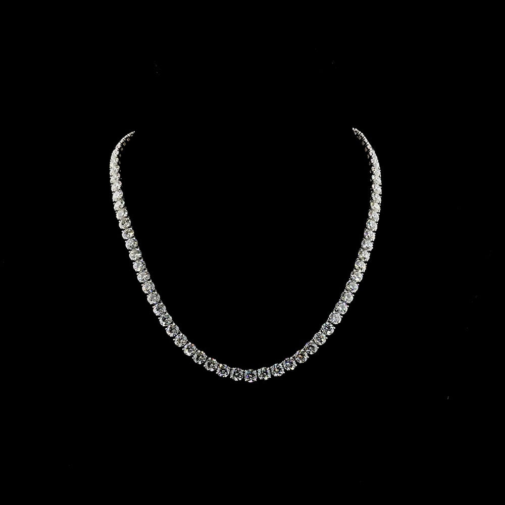 14K White Gold 40.7 Carat Tennis Necklace with 80 Round Brilliant Cut Lab Diamonds - E-F VS Clarity - Covaloro Fine Jewelry