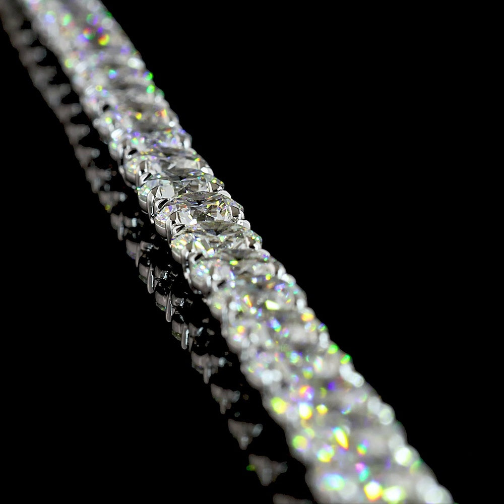 14K White Gold 40.7 Carat Tennis Necklace with 80 Round Brilliant Cut Lab Diamonds - E-F VS Clarity - Covaloro Fine Jewelry