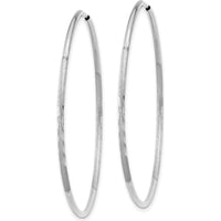 14K White Gold 40mm Diamond-Cut Endless Hoop Earrings with Rhodium Plating by Oro Pregiato