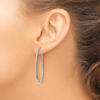 14K White Gold 40mm Diamond-Cut Endless Hoop Earrings with Rhodium Plating by Oro Pregiato