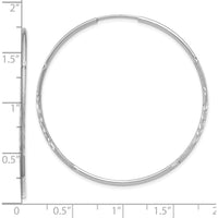 14K White Gold 40mm Diamond-Cut Endless Hoop Earrings with Rhodium Plating by Oro Pregiato