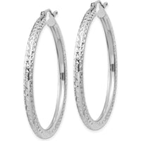 14K White Gold 40mm Diamond-Cut Hoop Earrings with Rhodium Plating by 0