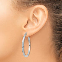 14K White Gold 40mm Diamond-Cut Hoop Earrings with Rhodium Plating by 0