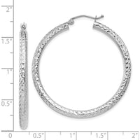 14K White Gold 40mm Diamond-Cut Hoop Earrings with Rhodium Plating by 0