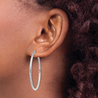 14K White Gold 40mm Diamond-Cut Round Tube Hoop Earrings by 0