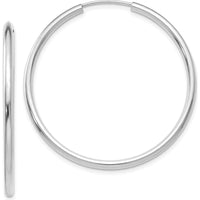 14K White Gold 40mm Polished Endless Hoop Earrings - 2mm Thickness by Oro Pregiato