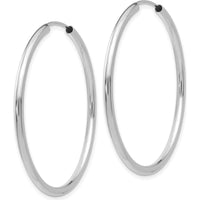 14K White Gold 40mm Polished Endless Hoop Earrings - 2mm Thickness by Oro Pregiato