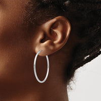 14K White Gold 40mm Polished Endless Hoop Earrings - 2mm Thickness by Oro Pregiato