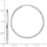 14K White Gold 40mm Polished Endless Hoop Earrings - 2mm Thickness by Oro Pregiato