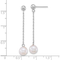 14K White Gold 42mm Akoya Cultured Pearl Drop Earrings with Polished Finish by Monteluci Fine Jewelry