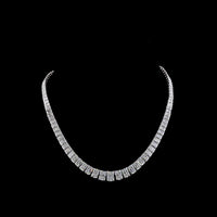 14K White Gold 45.5 Carat Graduating Riviera Necklace with North-South Radiant Cut Lab Diamonds (E-F Color, VVS2 Clarity) - 103 Stones Total - Covaloro Fine Jewelry
