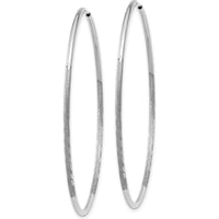 14K White Gold 45mm Diamond-Cut Endless Hoop Earrings - Polished Rhodium Plated Finish by Oro Pregiato