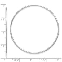 14K White Gold 45mm Diamond-Cut Endless Hoop Earrings - Polished Rhodium Plated Finish by Oro Pregiato