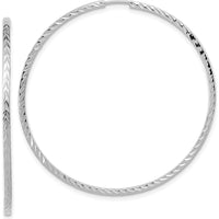 14K White Gold 45mm Diamond-cut Square Tube Endless Hoop Earrings - Polished Finish by 0