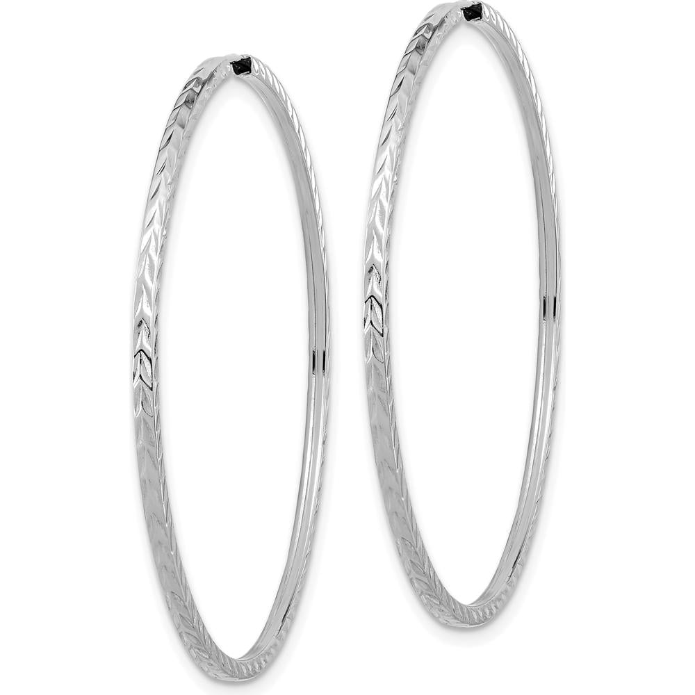 14K White Gold 45mm Diamond-cut Square Tube Endless Hoop Earrings - Polished Finish by 0