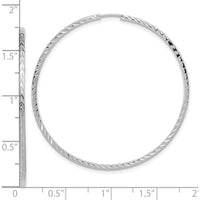 14K White Gold 45mm Diamond-cut Square Tube Endless Hoop Earrings - Polished Finish by 0