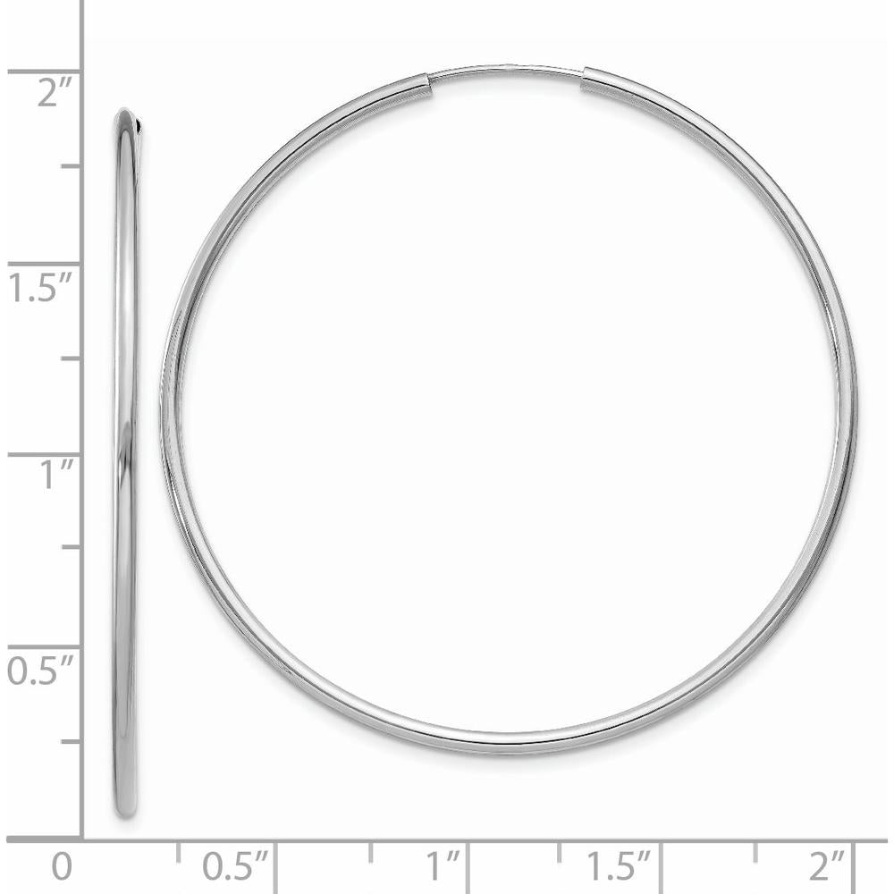 14K White Gold 45mm Polished Endless Hoop Earrings - Lightweight and Timeless by Oro Pregiato