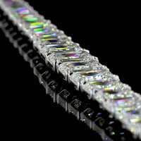 14K White Gold 46.04 Carat Graduated Riviera Necklace with Emerald Cut Lab Diamonds E-F VS2 IGI Certified - 105 Stones Total - Covaloro Fine Jewelry