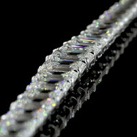 14K White Gold 46.04 Carat Graduated Riviera Necklace with Emerald Cut Lab Diamonds E-F VS2 IGI Certified - 105 Stones Total - Covaloro Fine Jewelry