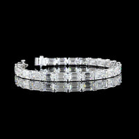 14K White Gold 49.1 Total Carat Emerald Cut Lab Diamond East-West Tennis Bracelet with E-F VVS2 Stones - 24.55 Carat Main Stone Weight - Covaloro Fine Jewelry