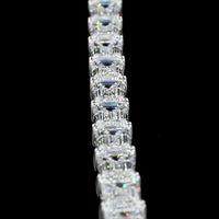 14K White Gold 49.1 Total Carat Emerald Cut Lab Diamond East-West Tennis Bracelet with E-F VVS2 Stones - 24.55 Carat Main Stone Weight - Covaloro Fine Jewelry