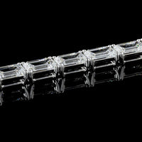 14K White Gold 49.1 Total Carat Emerald Cut Lab Diamond East-West Tennis Bracelet with E-F VVS2 Stones - 24.55 Carat Main Stone Weight - Covaloro Fine Jewelry