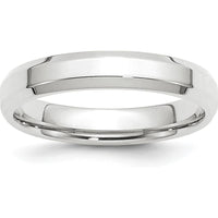 14K White Gold 4mm Beveled Edge Comfort Fit Wedding Band - Size 7 by 0