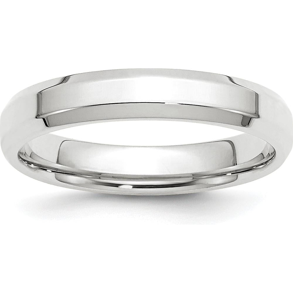 14K White Gold 4mm Beveled Edge Comfort Fit Wedding Band - Size 7 by 0