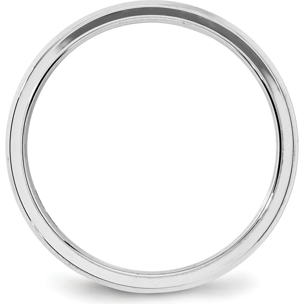 14K White Gold 4mm Beveled Edge Comfort Fit Wedding Band - Size 7 by 0