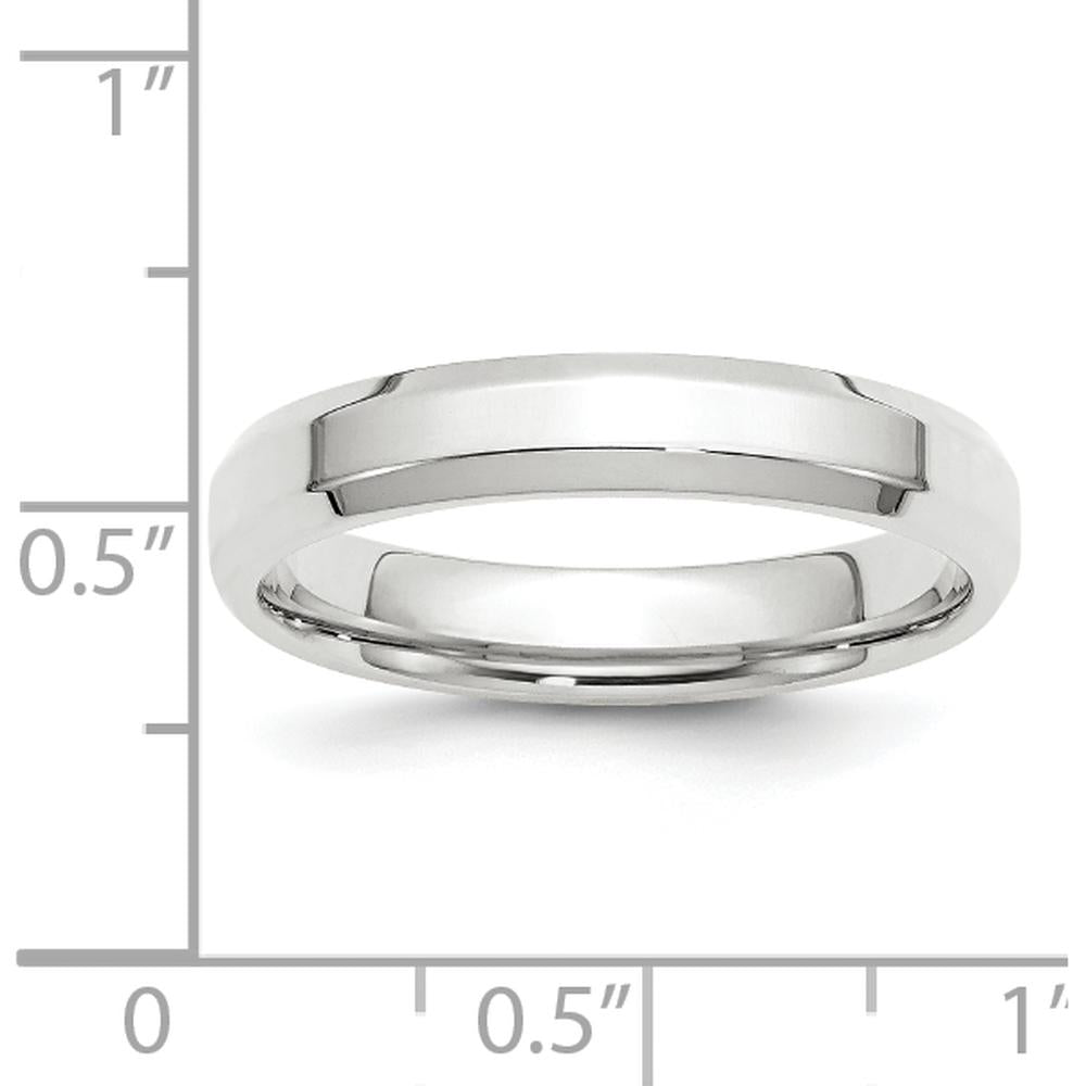 14K White Gold 4mm Beveled Edge Comfort Fit Wedding Band - Size 7 by 0