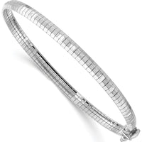 14K White Gold 4mm Diamond-Cut Omega Bracelet with Polished and Satin Finish - 7.5" Length by 0