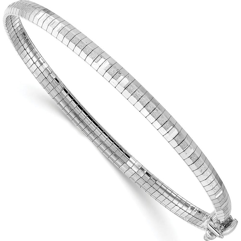 14K White Gold 4mm Diamond-Cut Omega Bracelet with Polished and Satin Finish - 7.5" Length by 0